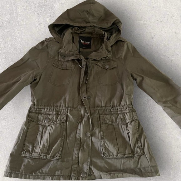 Women's Cargo Pocket Utility Jacket Hooded Green XSMALL - Picture 5 of 16